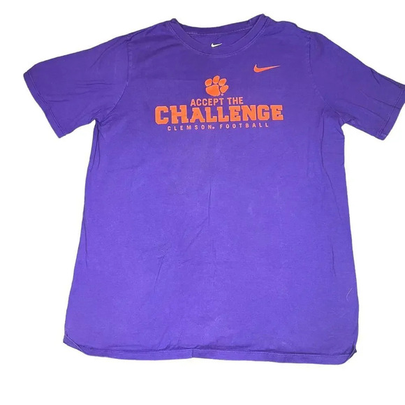Nike Boys‎ XL Clemson Tigers Purple "Accept the Challenge" Short Sleeve T-Shirt - Picture 1 of 3